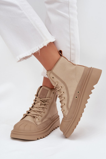 Gevoerde dames zandkleurige casual schoenen met schacht Big Star OO274A356 2