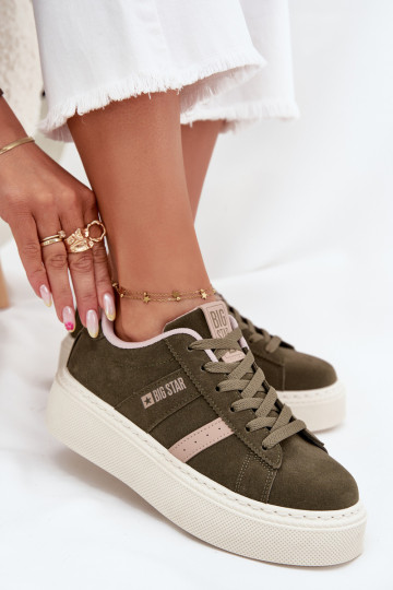 Dames groene sneakers stijl schoenen met platform Big Star SS274349