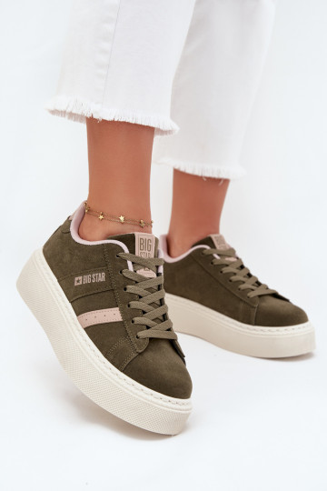 Baskets pour femmes couleur vert style sneakers avec plateforme Big Star SS274349 2