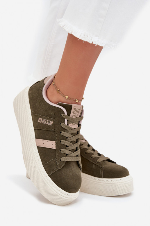Chaussures modèle baskets Féminin avec une plateforme Big Star SS274349 couleur verte