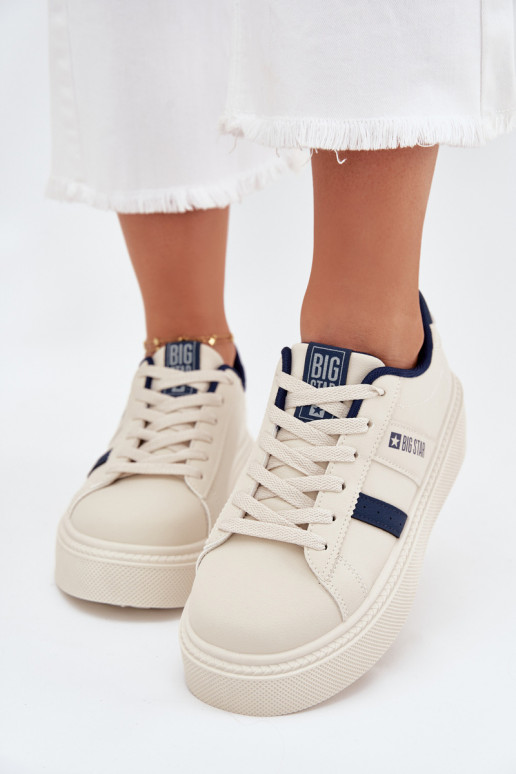 Sneakers model schoenen Dames met platform Big Star SS274347 ivoor Sneakers model schoenen Dames met platform Big Star SS274347 ivoor