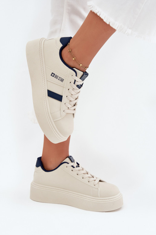 Sneakers model schoenen Dames met platform Big Star SS274347 ivoor Sneakers model schoenen Dames met platform Big Star SS274347 ivoor