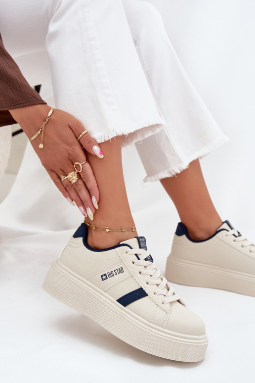 Sneakers model schoenen Dames met platform Big Star SS274347 ivoor Sneakers model schoenen Dames met platform Big Star SS274347 ivoor