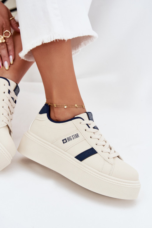 Sneakers model schoenen Dames met platform Big Star SS274347 ivoor Sneakers model schoenen Dames met platform Big Star SS274347 ivoor