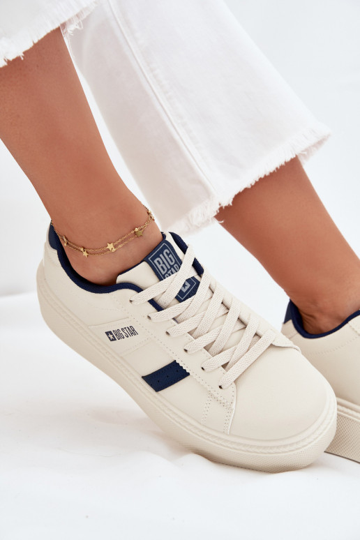 Sneakers model schoenen Dames met platform Big Star SS274347 ivoor Sneakers model schoenen Dames met platform Big Star SS274347 ivoor