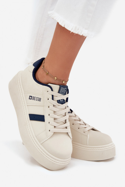 Sneakers model schoenen Dames met platform Big Star SS274347 ivoor Sneakers model schoenen Dames met platform Big Star SS274347 ivoor