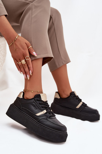 Damen schwarze Sneakers im Stil von Big Star SS274360 mit Plattform