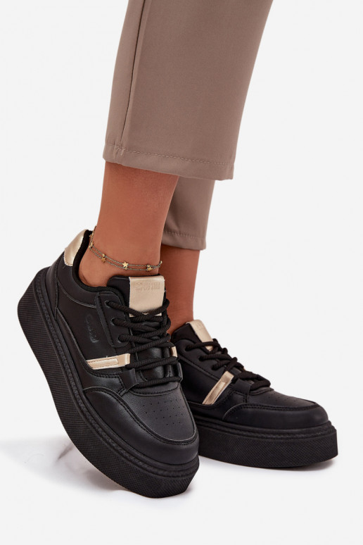 Feminin Sneakers Stilvollllschuhe mit einer Plattform Big Star SS274360 schZuarze Farbe