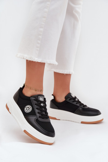Baskets pour femmes noires style sneakers avec plateforme Big Star RR274573 HI-POLY SYSTEM 2
