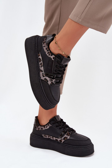 Dames Sneakers model schoenen met platform Big Star SS274358 met luipaardbontpatronen zInart