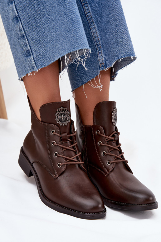 chaussures à talons bas pour femmes avec des talons larges Avec des décorations Detalem réchauffer marron Cylira chaussures à talons bas pour femmes avec des talons larges Avec des décorations Detalem réchauffer marron Cylira
