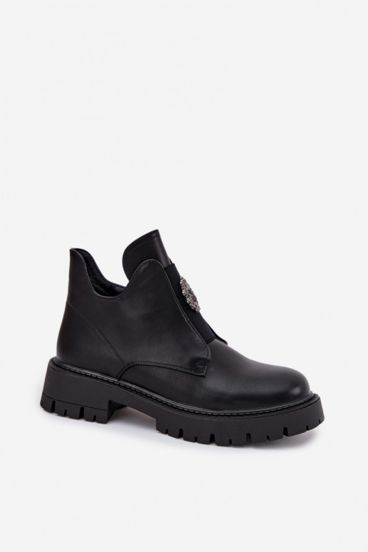 réchauffer chaussures à talons bas pour femmes avec des ornements Au Château couleur noire Lavira réchauffer chaussures à talons bas pour femmes avec des ornements Au Château couleur noire Lavira
