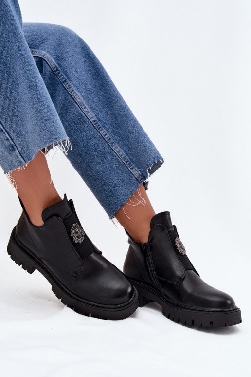 réchauffer chaussures à talons bas pour femmes avec des ornements Au Château couleur noire Lavira réchauffer chaussures à talons bas pour femmes avec des ornements Au Château couleur noire Lavira