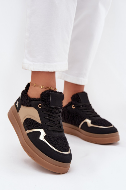 Sneakers Stilvollllschuhe Feminin mit einer Plattform mit Pelzmantel Typu Baranek schZuarze Farbe Frelina Sneakers Stilvollllschuhe Feminin mit einer Plattform mit Pelzmantel Typu Baranek schZuarze Farbe Frelina