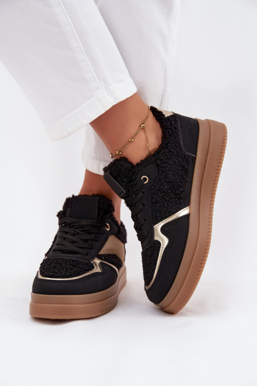 Sneakers Stilvollllschuhe Feminin mit einer Plattform mit Pelzmantel Typu Baranek schZuarze Farbe Frelina Sneakers Stilvollllschuhe Feminin mit einer Plattform mit Pelzmantel Typu Baranek schZuarze Farbe Frelina