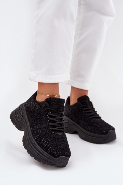 Sneakers model schoenen Dames met sprankelende gaten en bont Typu Baranek zInart Zarika