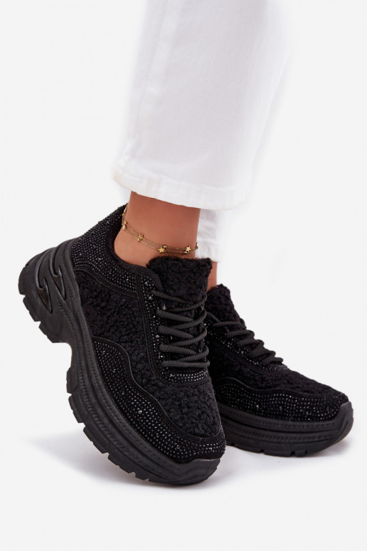 Sneakers model schoenen Dames met sprankelende gaten en bont Typu Baranek zInart Zarika