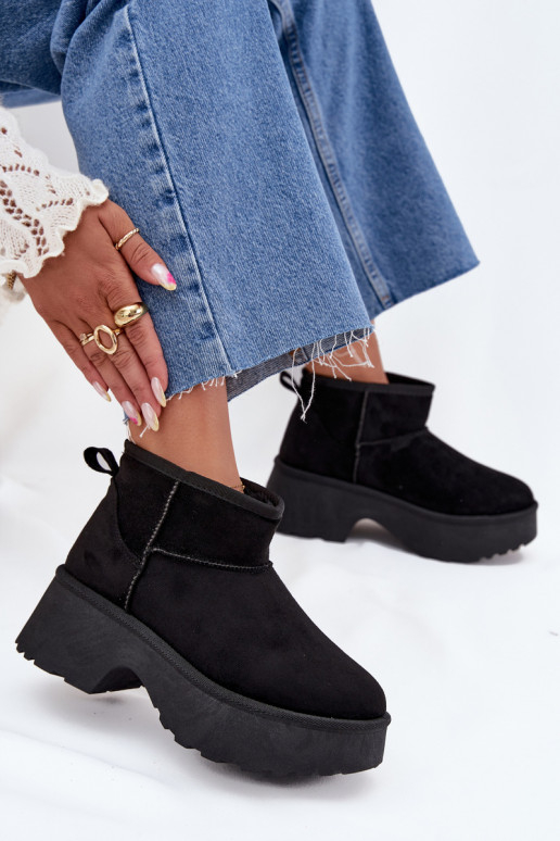 Bottes de neige Le bas des femmes Un modèle convaincant réchauffer avec de la fourrure à l intérieur couleur noire Il fautvelle