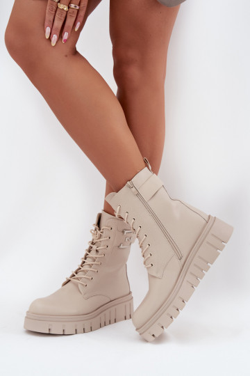 Bottes pour femmes avec une plateforme Avec des décorations Detalem réchauffer couleur ivoire Lyrana 2