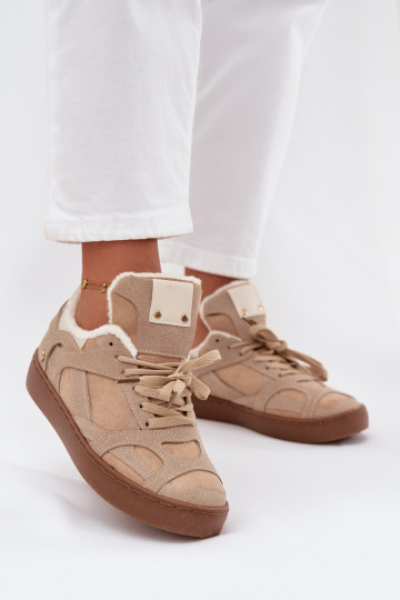Chaussures modèle baskets Féminin avec une plateforme réchauffer avec de la fourrure à l intérieur beige Solvia 2