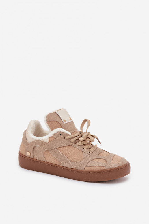 Chaussures modèle baskets Féminin avec une plateforme réchauffer avec de la fourrure à l intérieur beige Solvia
