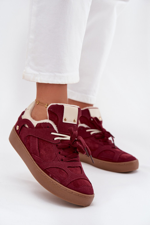 Chaussures modèle baskets Féminin avec une plateforme réchauffer avec de la fourrure à l intérieur Bourgogne Solvia