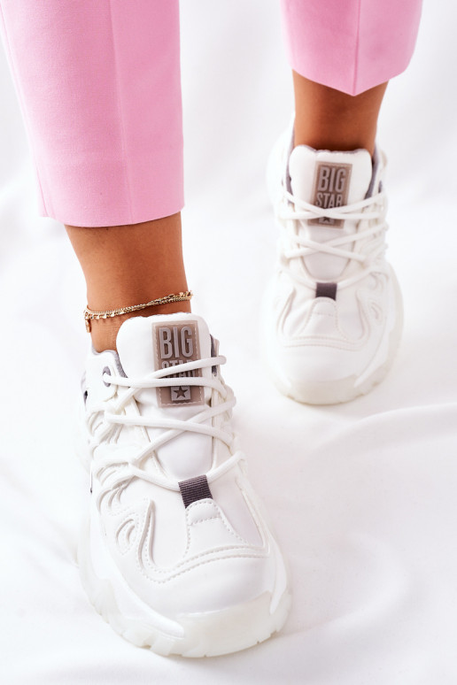 Feminin Sportlicher Stil Schuhe Memory Foam Big Star II274088 Zueiße Farbe