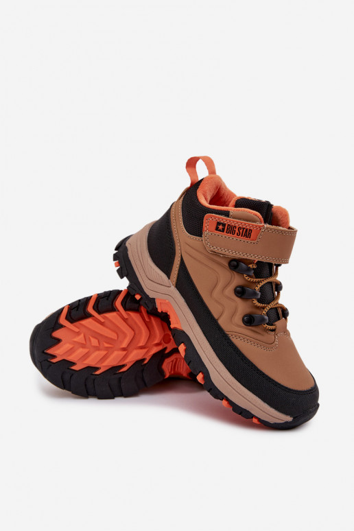 Schuhe Schneestiefel Kindisch mit Klebeverschlüssen Big Star SS374012 braune Farbe