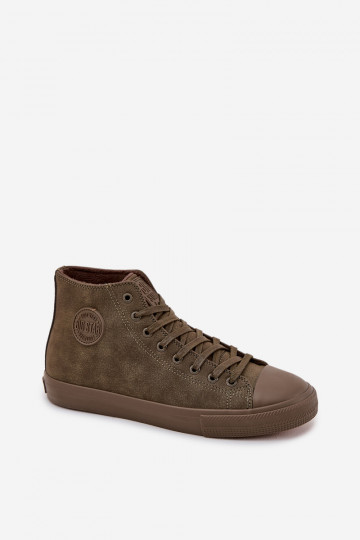 Chaussures décontractées pour hommes réchauffer en cuir écologique Big Star OO174250 HI-POLY SYSTEM couleur kaki