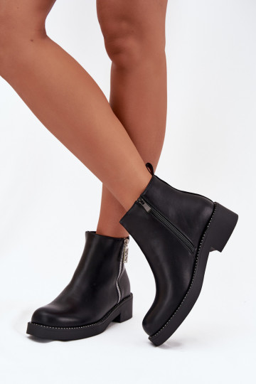 Bottes à hauteur basse pour femmes avec œillets brillants, noires Vionna 2