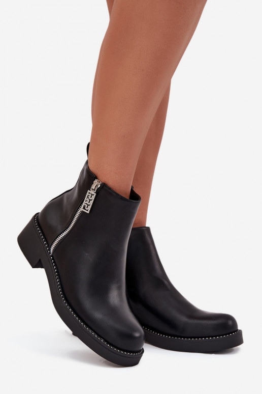 réchauffer chaussures à talons bas pour femmes avec des yeux qui clignotent couleur noire Vionna