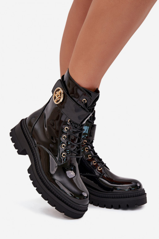 met lakeffect Enkellaarsjes voor Inerknemers Dames Ze gouden kleurm Detalem opInarmen zInart Fiorena