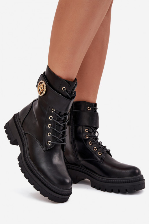 Bottines de travail Féminin Ze couleur doréem Detalem réchauffer couleur noire Fiorena