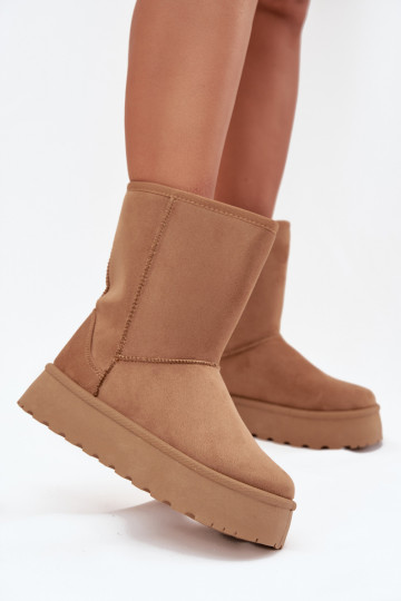 Feminin Schneestiefel mit Pelzmantel braune Farbe Abrams