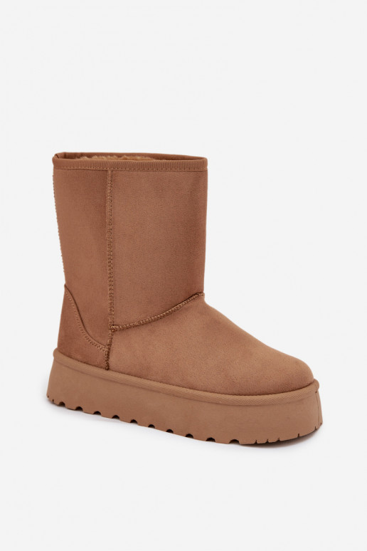 Feminin Schneestiefel mit Pelzmantel braune Farbe Abrams