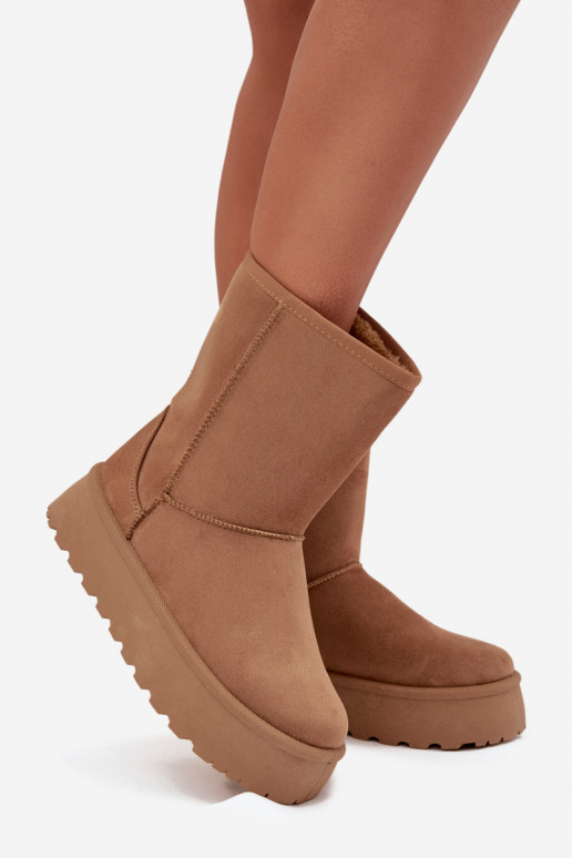 Feminin Schneestiefel mit Pelzmantel braune Farbe Abrams