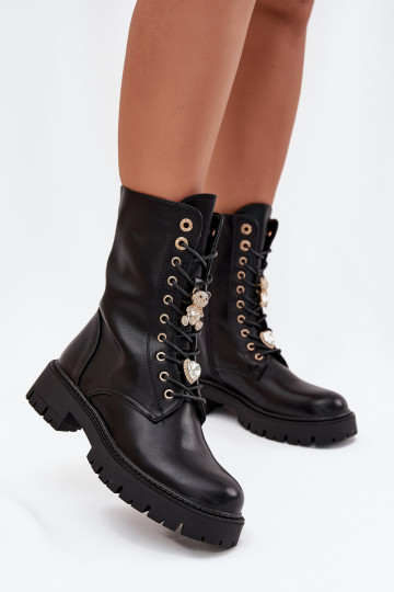 Bottines de travail FémininPrzypinkami réchauffer couleur noire Lomina