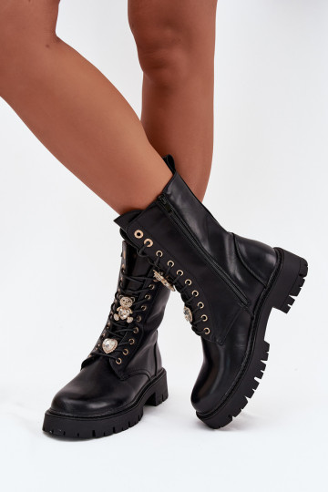 Bottines de travail FémininPrzypinkami réchauffer couleur noire Lomina 2