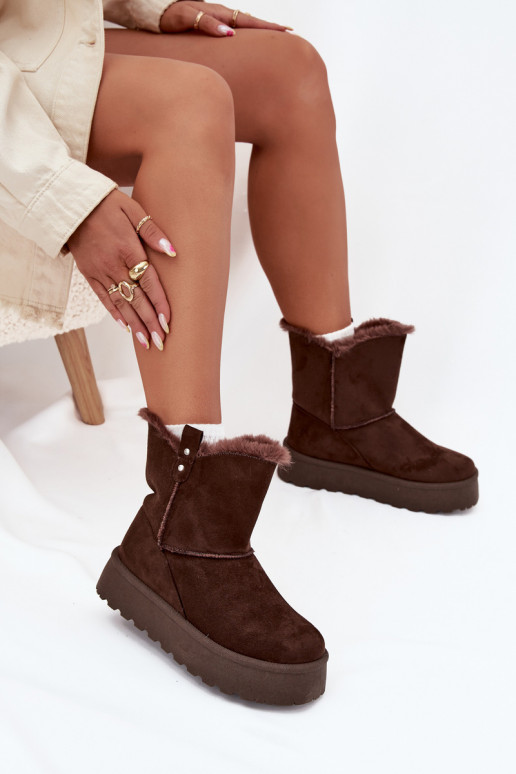 Dames SneeuIn laarzen met platform met bont CzekoladoIne Evelira
