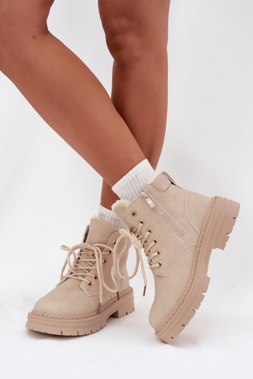 chaussures Féminin réchauffer avec de la fourrure à l intérieur Au Château couleur ivoire Tharika