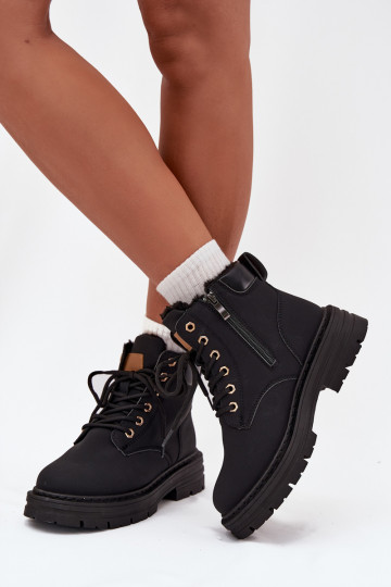 chaussures Féminin réchauffer avec de la fourrure à l intérieur Au Château couleur noire Tharika 2