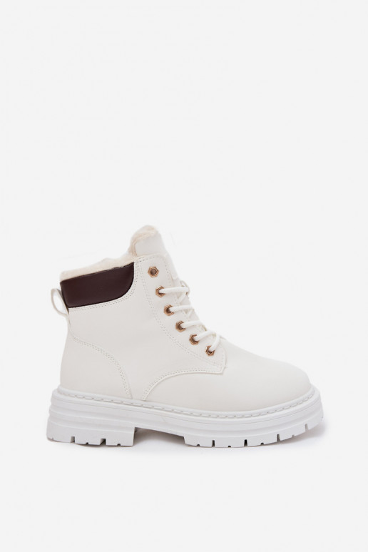 chaussures Féminin réchauffer avec de la fourrure à l intérieur Au Château couleur blanche Tharika