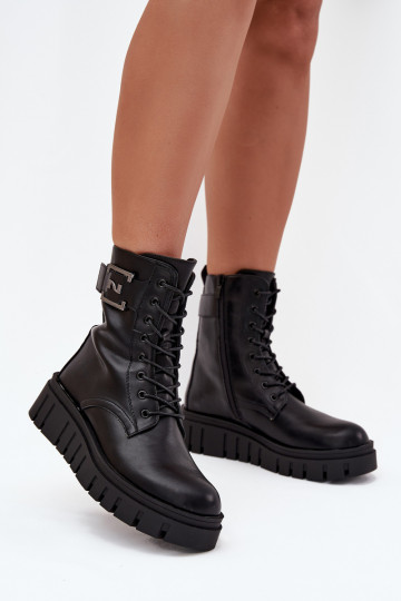 Bottes pour femmes avec une plateforme Avec des décorations Detalem réchauffer couleur noire Lyrana 2