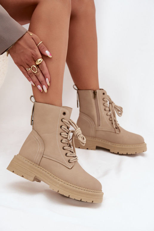 Feminin Arbeitsstiefeletten Zum Schloss Beige Tirina