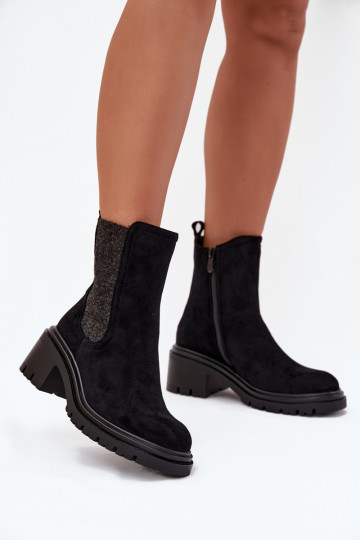 Stilvolle Damen gefütterte Stiefeletten schwarz Zoralia