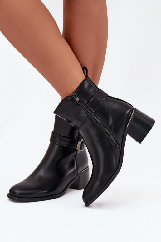 réchauffer Bottes pour femmes avec des talons avec des sangles I avec boucles couleur noire Sylira