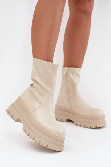 Laarzen met platform Eko Leer beige Kylira