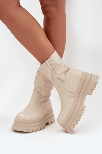 Bottes avec une plateforme Eko Peau beige Kylira 2