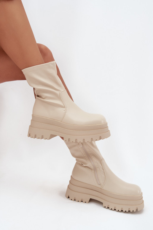 Bottes avec une plateforme Eko Peau beige Kylira