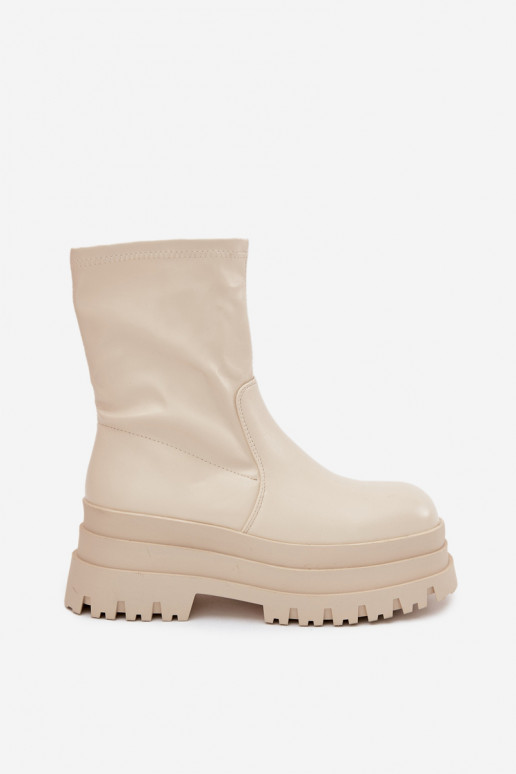 Bottes avec une plateforme Eko Peau beige Kylira